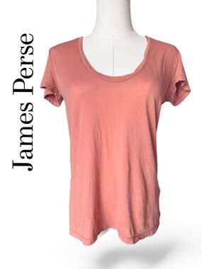 James Perse Salmon Orange Relaxed Scoop Neck Tee Size 2 =